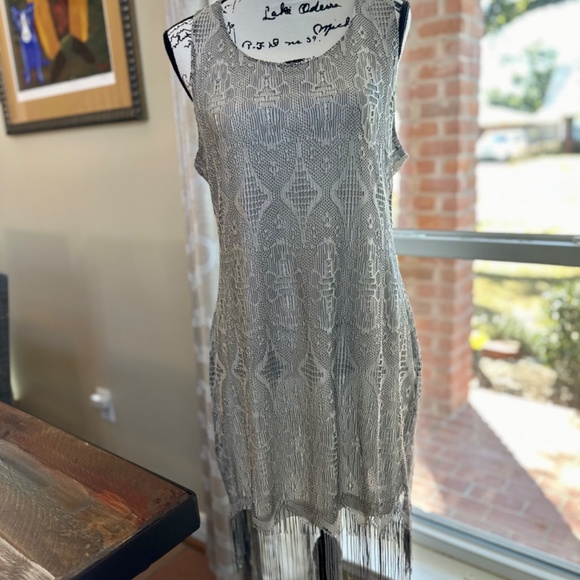 Fully lined Lace & Fringe Dress - Silver - Excellent Condition!! - Picture 11 of 14
